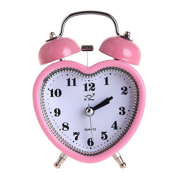 heart shaped pink bell alarm table clock aesthetic room roomtery