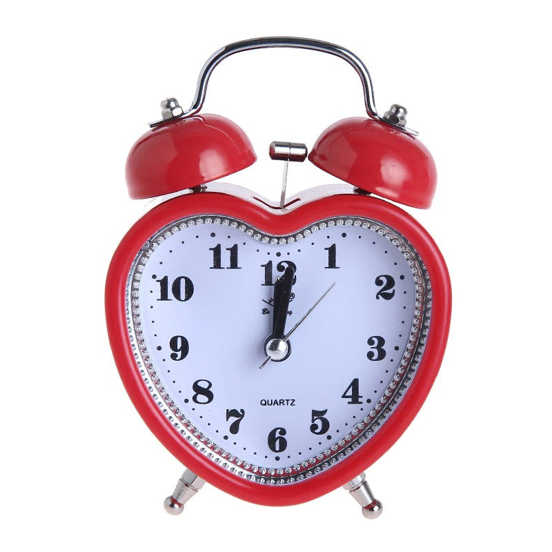 heart shaped red bell alarm table clock aesthetic room roomtery