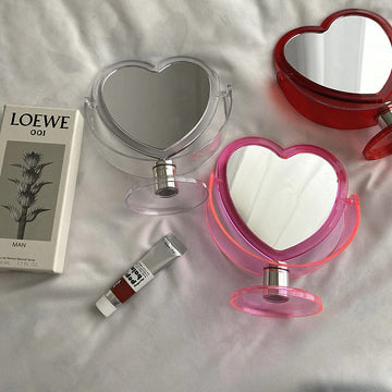 acrylic transparent heart shaped table stand makeup mirror roomtery