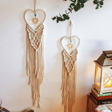 heart shaped macrame wall hanging aesthetic decor roomtery