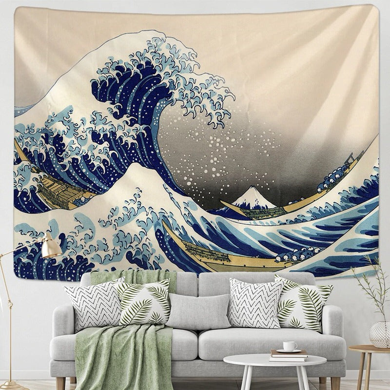 hokusai kanagawa wave aesthetic wall hanging tapestry roomtery