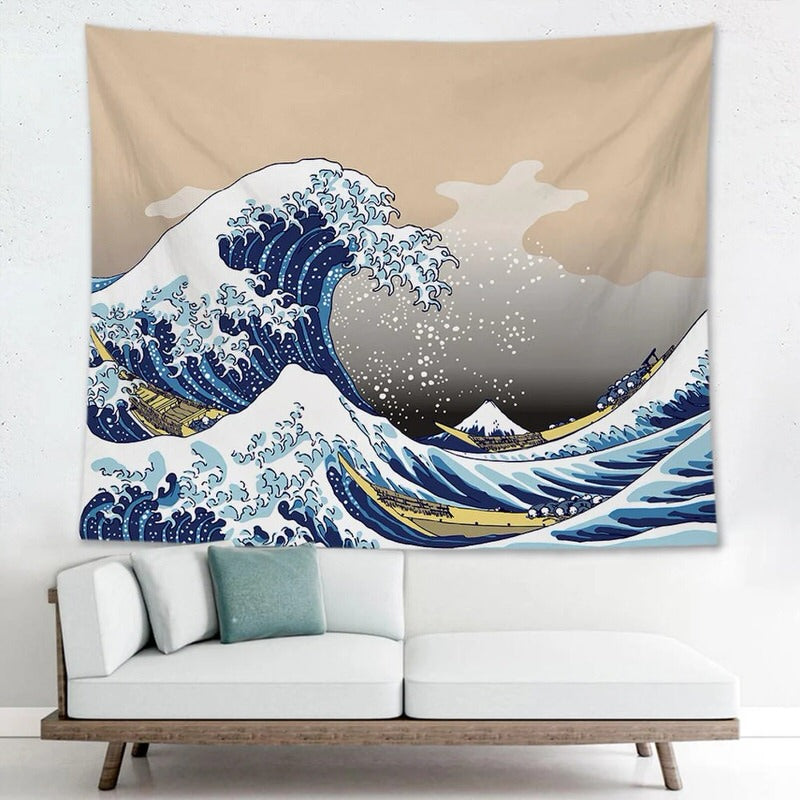 hokusai kanagawa wave aesthetic wall hanging tapestry roomtery