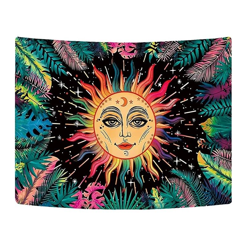 indian sun moon tropics aesthetic wall hanging tapestry art print roomtery