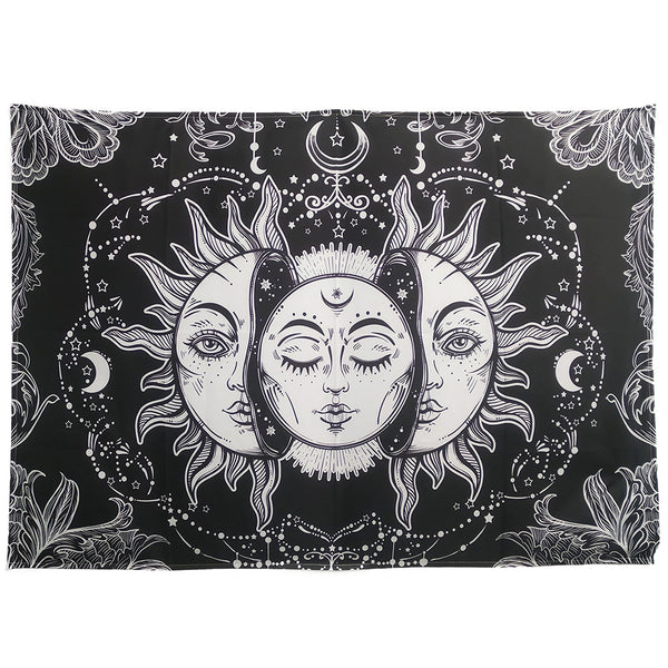 Black and white 2025 moon sun tapestry