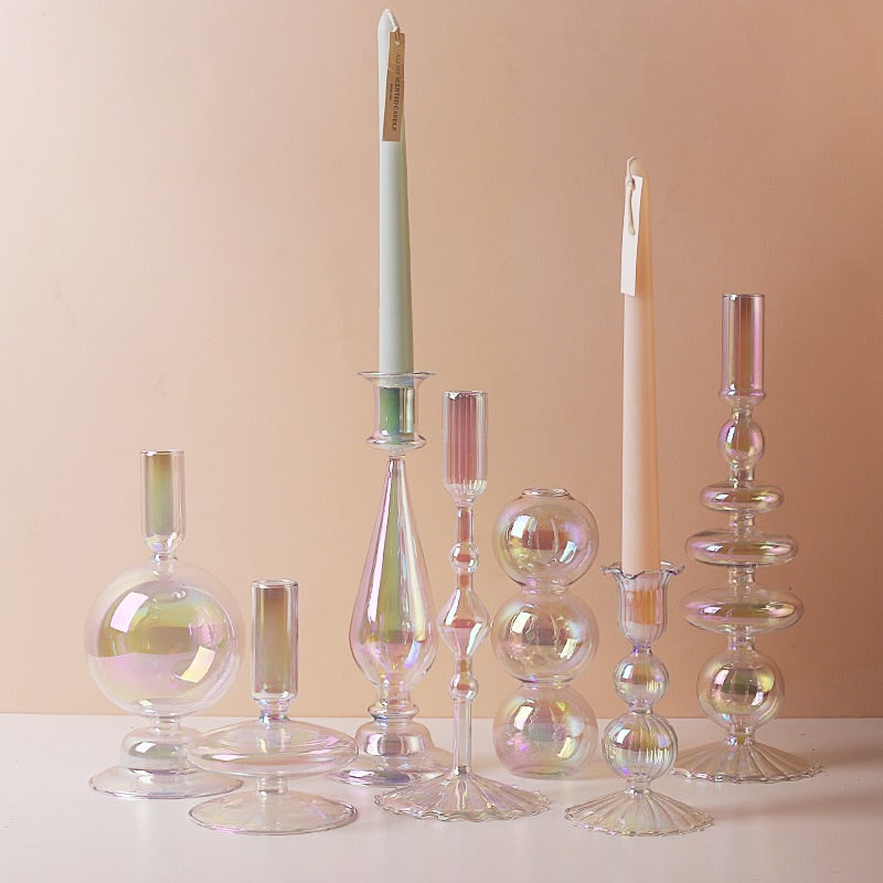 Iridescent Glass Candle Holder