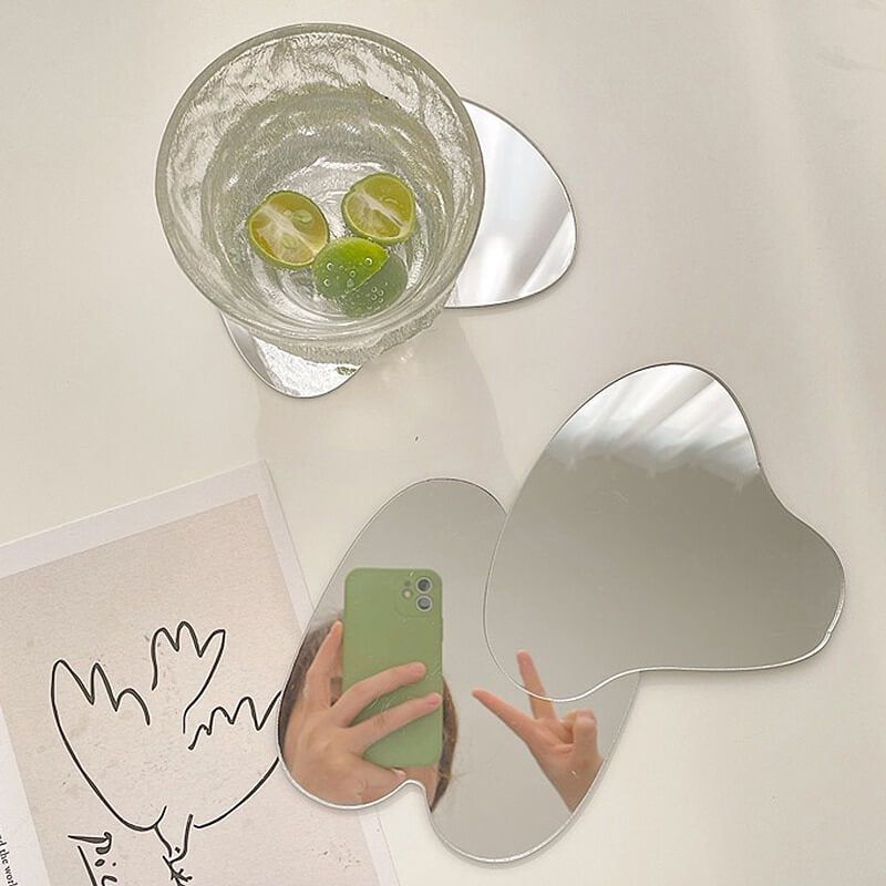 aesthetic irregular blob mirror coaster decor roomtery