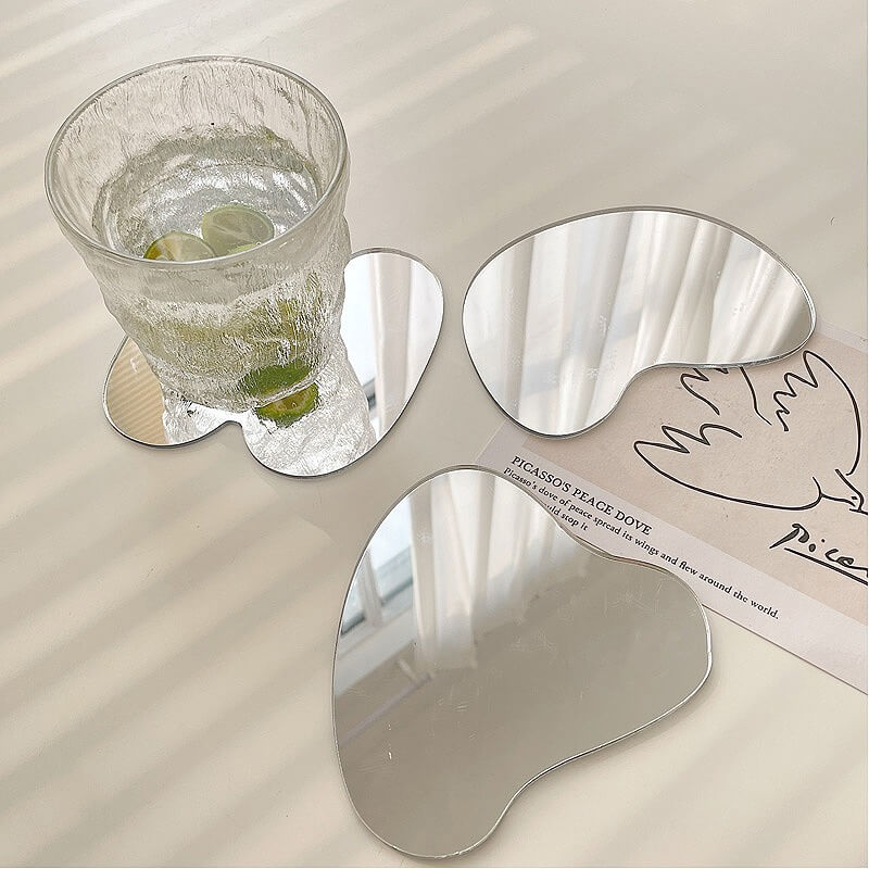 aesthetic irregular blob mirror coaster decor roomtery