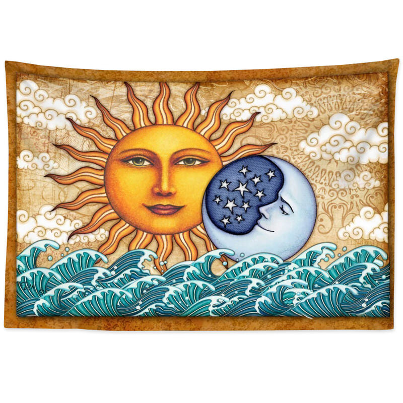 japanese style sun and moon wall hanging aesthetic tapestry roomtery