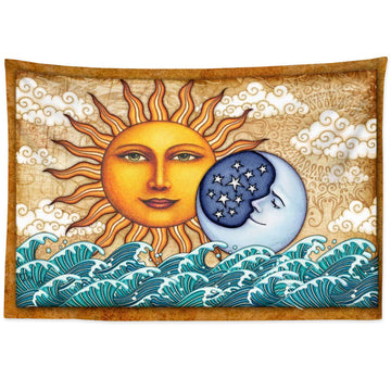 japanese style sun and moon wall hanging aesthetic tapestry roomtery