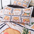 kawaii anime aesthetic room bed sheet duvet cover bedding set shiba print