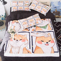 kawaii anime aesthetic room bed sheet duvet cover bedding set shiba print