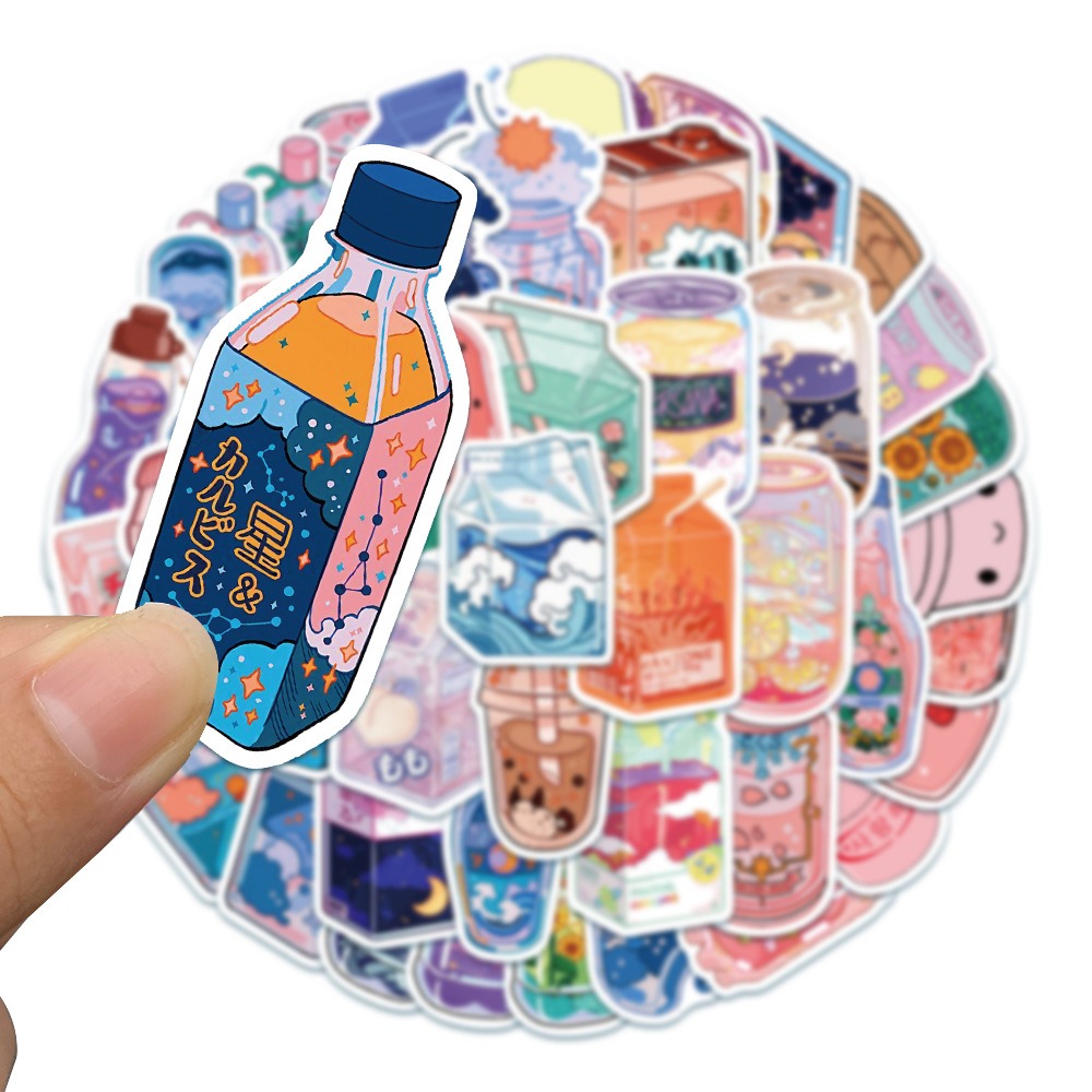 kawaii beverages aesthetic sticker pack roomtery