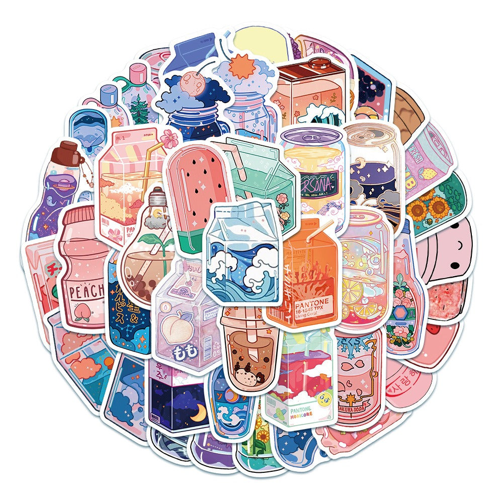 kawaii beverages aesthetic sticker pack roomtery