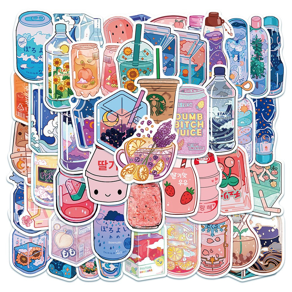 kawaii beverages aesthetic sticker pack roomtery