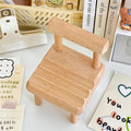 kawaii aesthetic desktop wooden chair phone holder stand roomtery