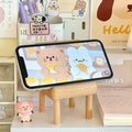 kawaii aesthetic desktop wooden chair phone holder stand roomtery