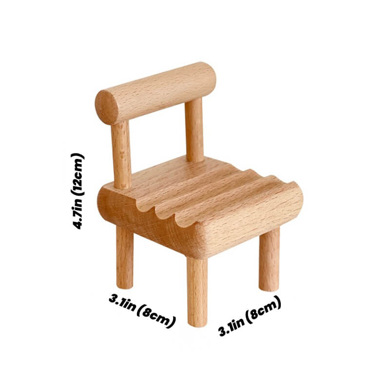 kawaii aesthetic desktop wooden chair phone holder stand roomtery