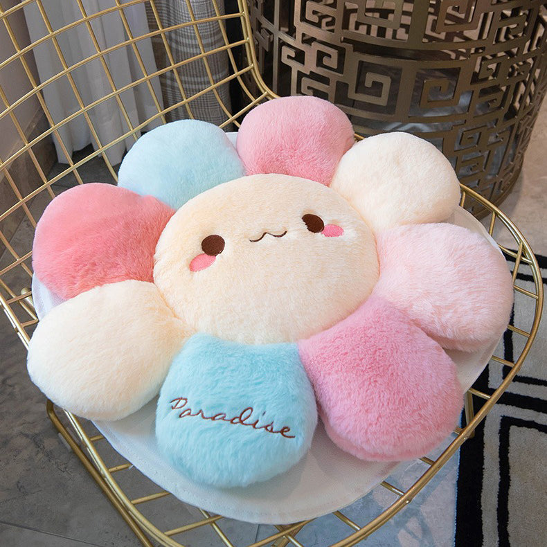 kawaii korean aesthetic room decor plush fluffy flower smile pillow roomtery