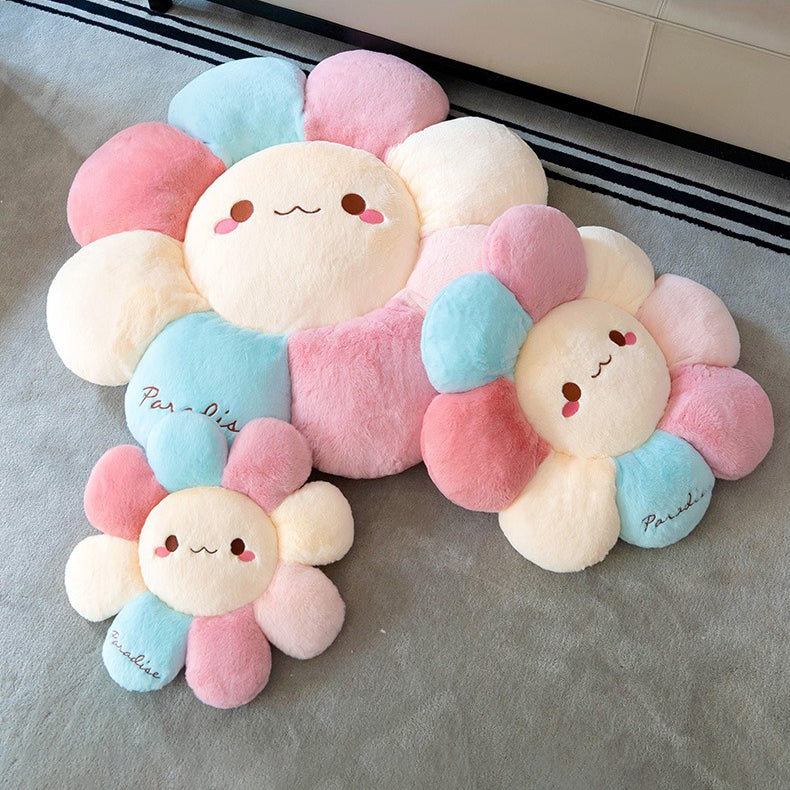 kawaii korean aesthetic room decor plush fluffy flower smile pillow roomtery