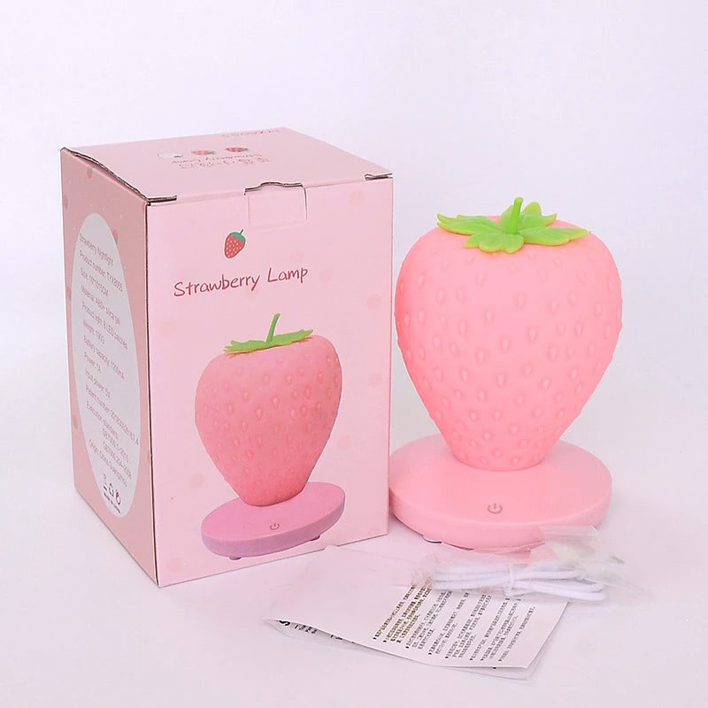 kawaii aesthetic strawberry night light lamp roomtery