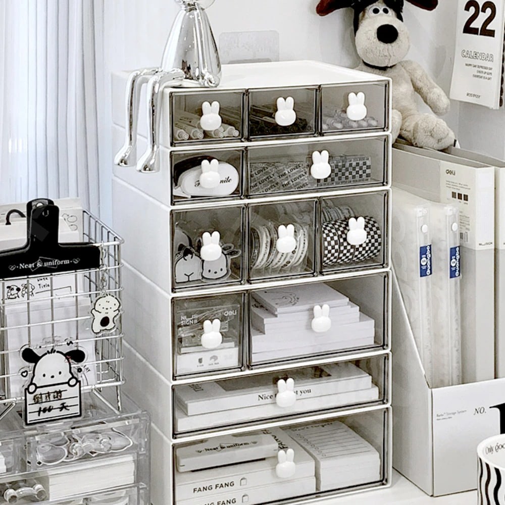 white kawaii desktop drawer storage box organizer roomtery