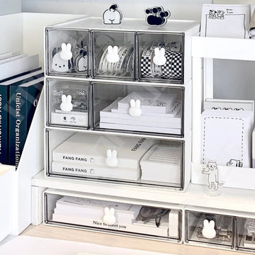 white kawaii desktop drawer storage box organizer roomtery