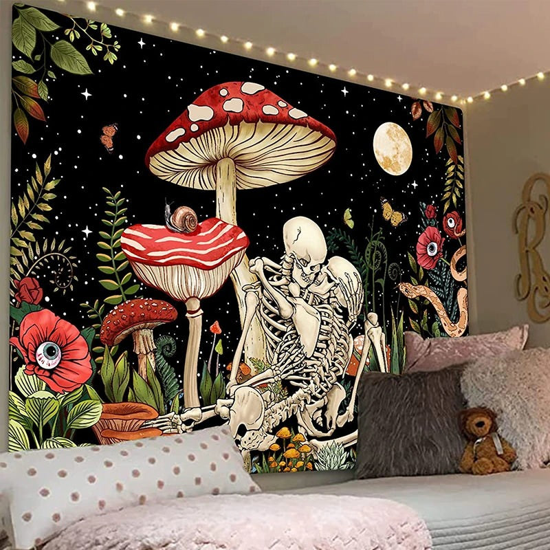 fairycore aesthetic mushroom print wall hanging tapestry decor roomtery