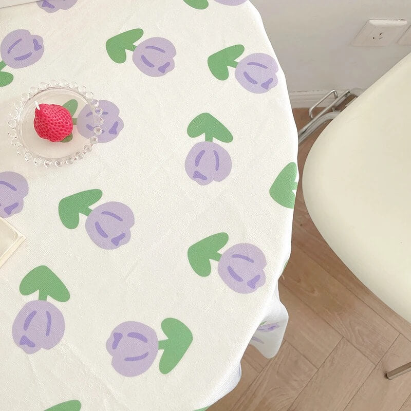 korean aesthetic pastel tulip print tablecloth roomtery