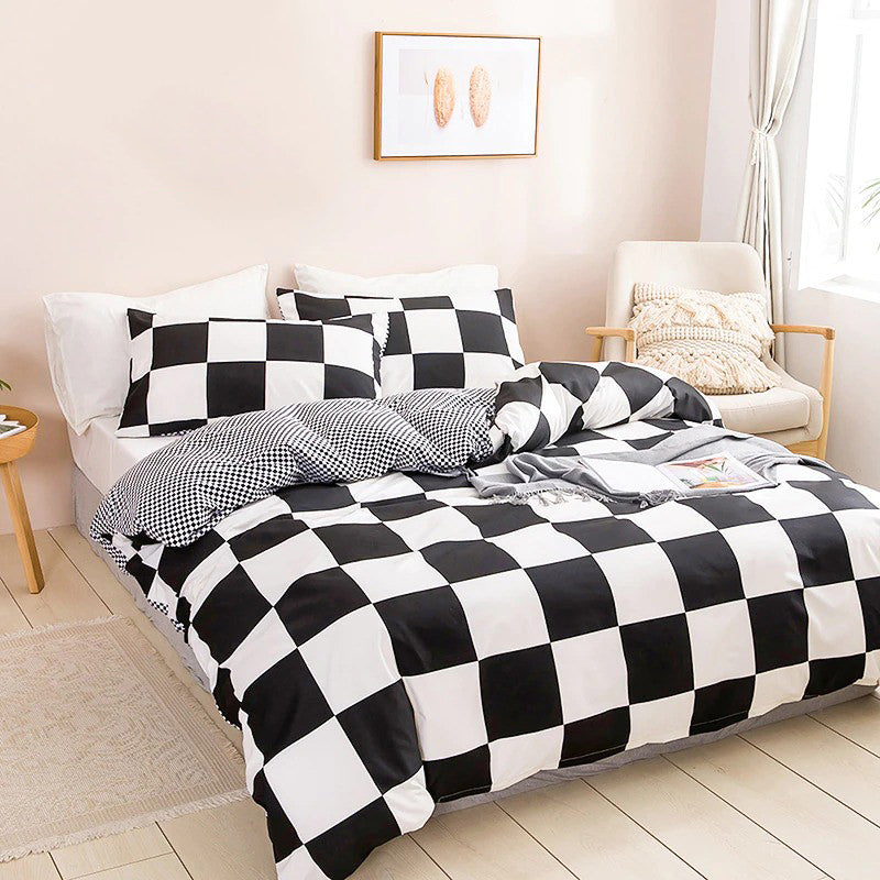 large black and white checkered kidcore aesthetic bedding set roomtery