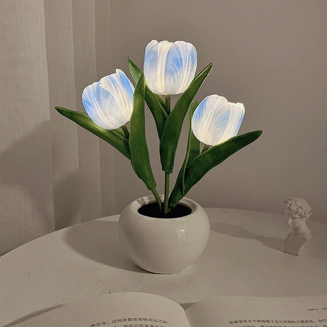 led potted tulip night light flower lamp roomtery