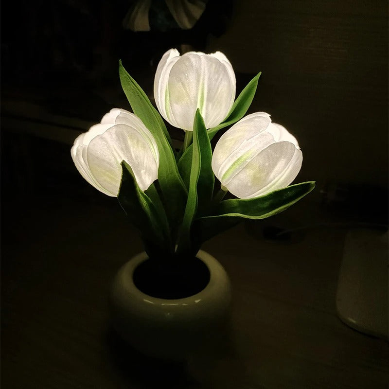 led potted tulip night light flower lamp roomtery