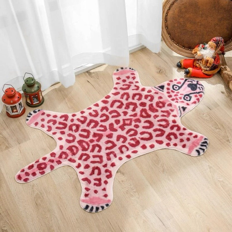 Pink Leopard Furry Accent Rug - Shop Online on roomtery