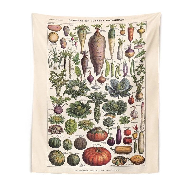les legumes vegetables botanical educational aesthetic tapestry roomtery