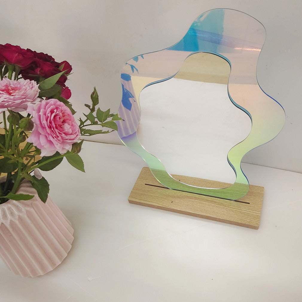 light specular chameleon danish pastel aesthetic acrylic blob mirror roomtery