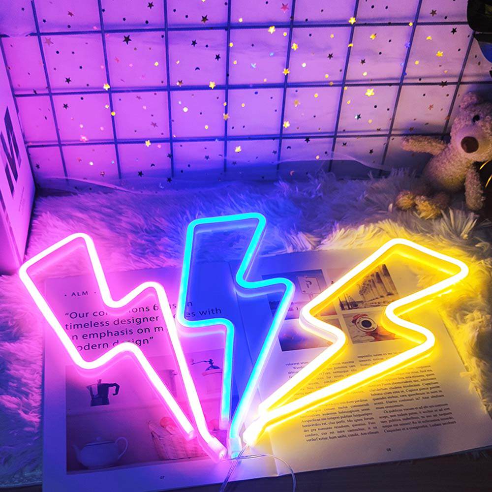 lighting bolt flash neon sign egirl aesthetic room decor roomtery