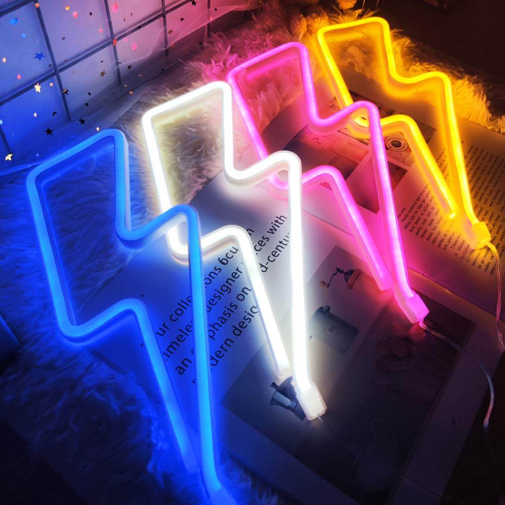 lighting bolt flash neon sign egirl aesthetic room decor roomtery