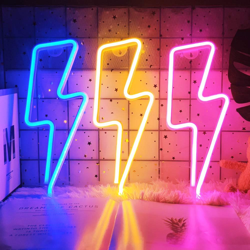 lighting bolt flash neon sign egirl aesthetic room decor roomtery