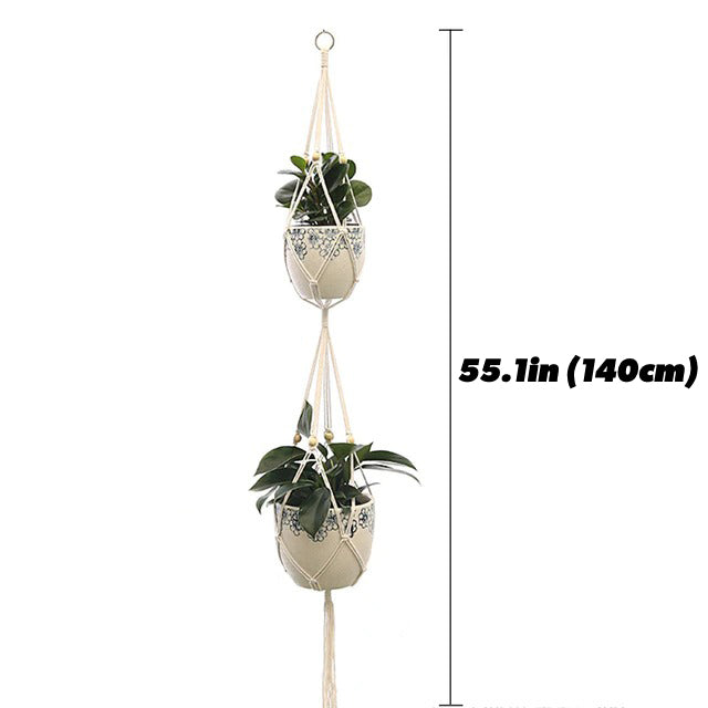 macrame plant pot hanger aesthetic room decor wall hanging plant holder roomtery