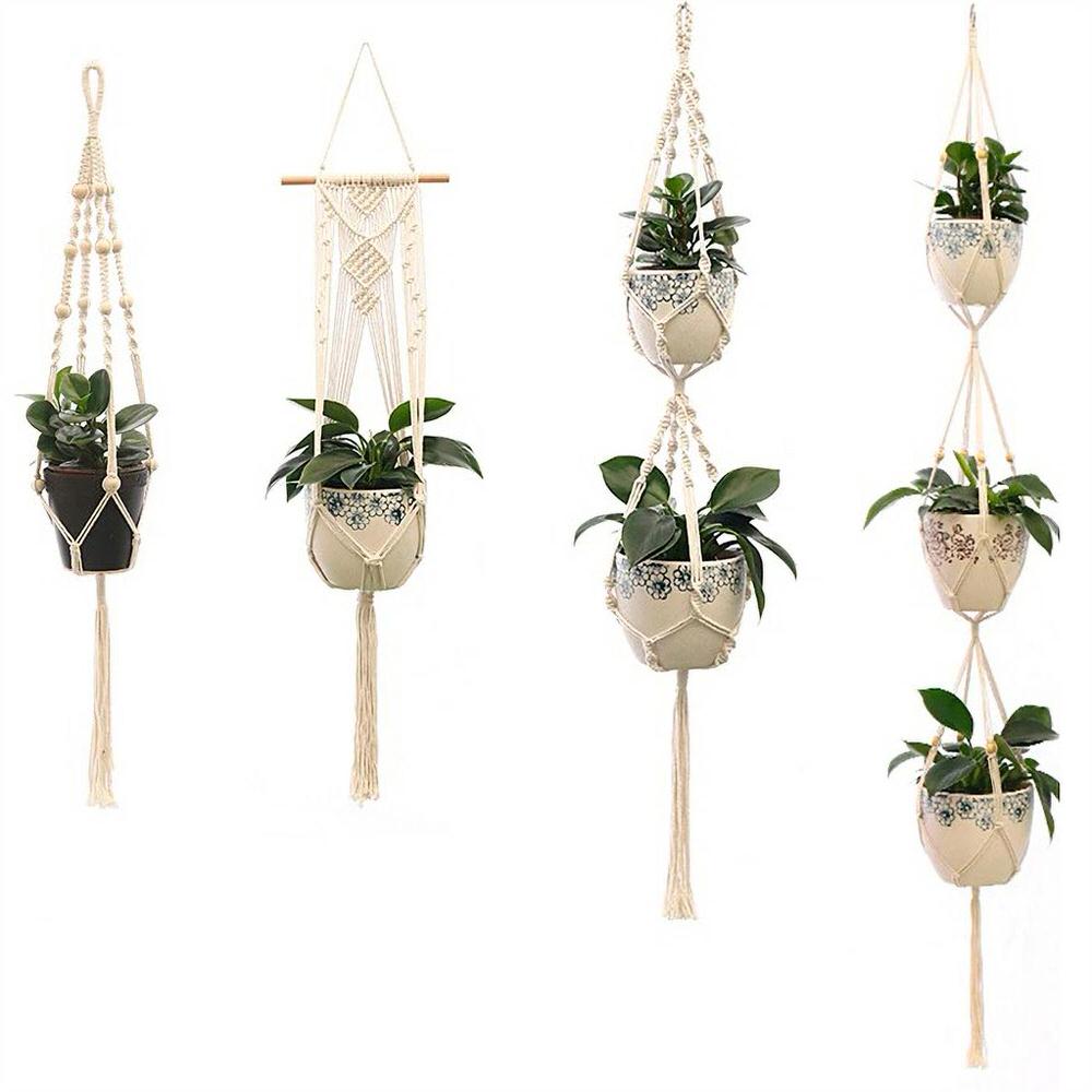 macrame plant pot hanger aesthetic room decor wall hanging plant holder roomtery