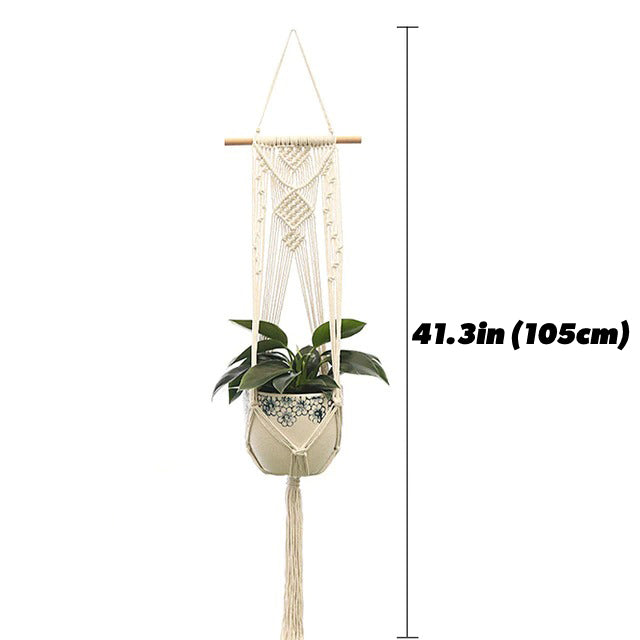 macrame plant pot hanger aesthetic room decor wall hanging plant holder roomtery