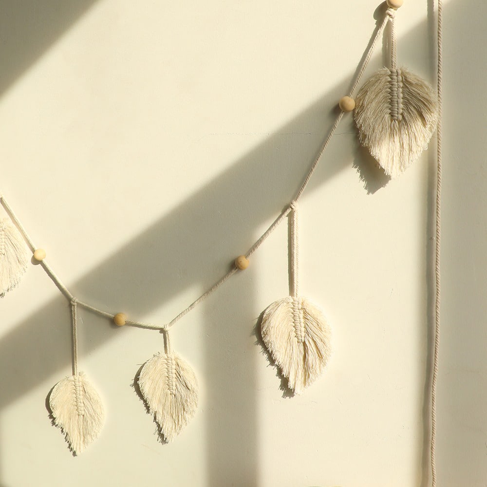 macrame leaf tassels wall hanging decor roomtery