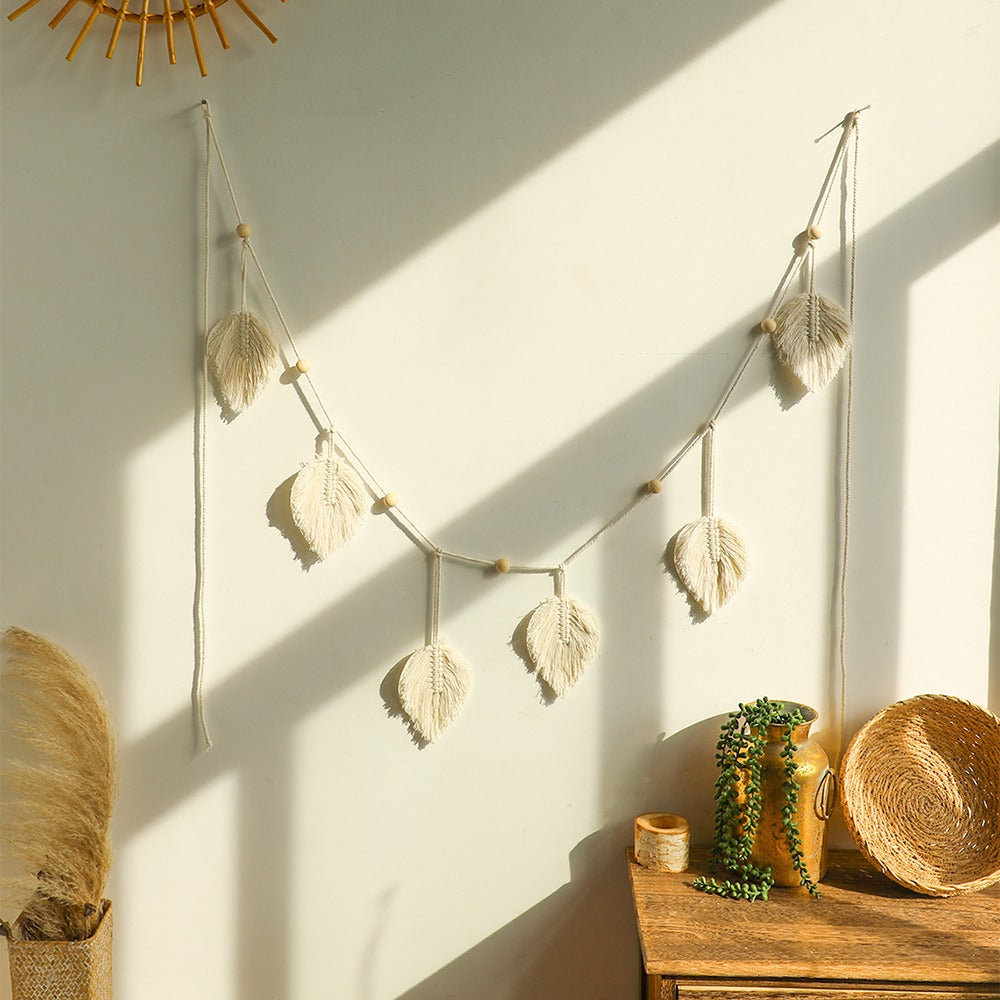 macrame leaf tassels wall hanging decor roomtery