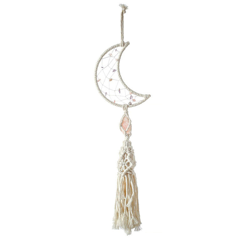 macrame wall hanging decor aesthetic dreamcatcher moon crystal roomtery