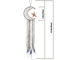 blue moon and brass star feather decorated macrame dream catcher decor roomtery