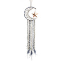 blue moon and brass star feather decorated macrame dream catcher decor roomtery