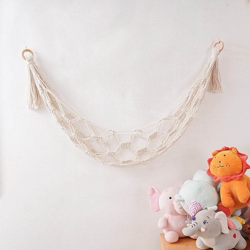 wall hanging macrame net hammock for toys roomtery