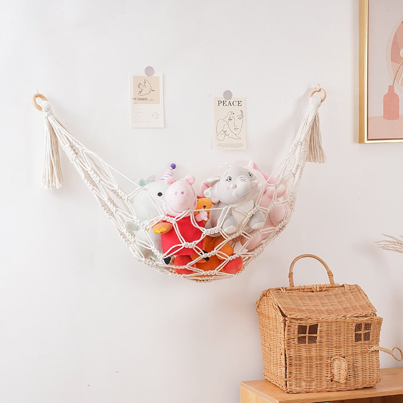 wall hanging macrame net hammock for toys roomtery