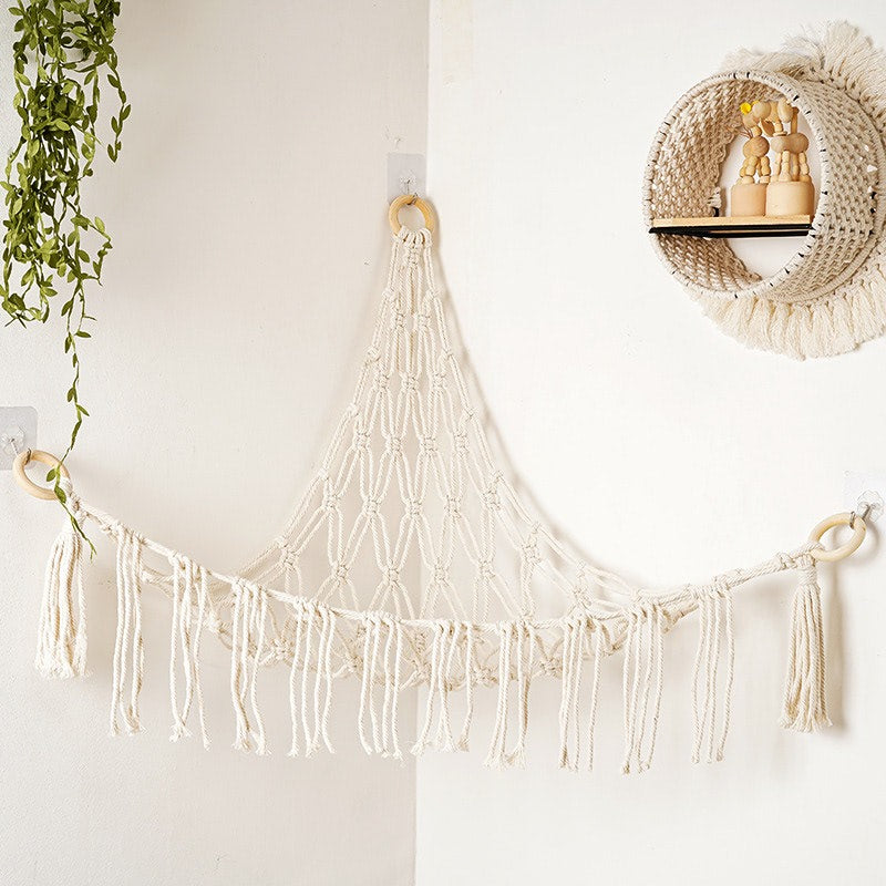 wall hanging macrame net hammock for toys roomtery