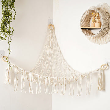 wall hanging macrame net hammock for toys roomtery