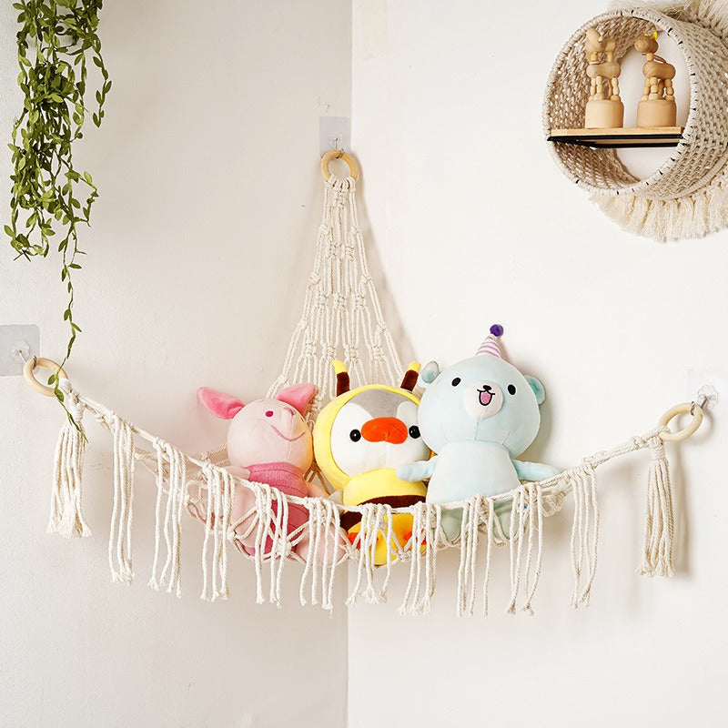 wall hanging macrame net hammock for toys roomtery